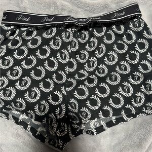 PINK Victoria's Secret Black and White Leaf Print Shorts